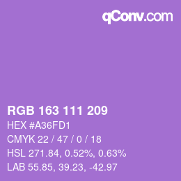 Color code: RGB 163 111 209 | qconv.com