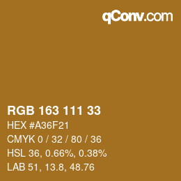 Color code: RGB 163 111 33 | qconv.com