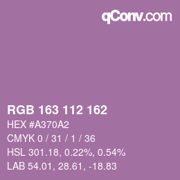 Color code: RGB 163 112 162 | qconv.com