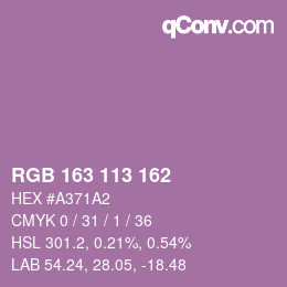 Color code: RGB 163 113 162 | qconv.com