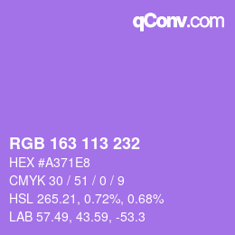 Color code: RGB 163 113 232 | qconv.com