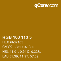 Color code: RGB 163 113 5 | qconv.com