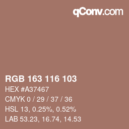 Code couleur: RGB 163 116 103 | qconv.com