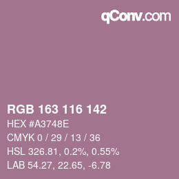 Color code: RGB 163 116 142 | qconv.com