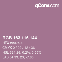 Color code: RGB 163 116 144 | qconv.com