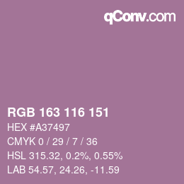 Color code: RGB 163 116 151 | qconv.com