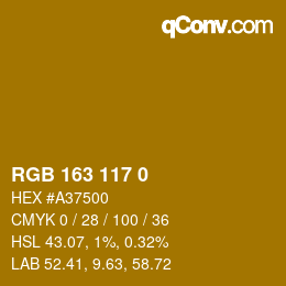 Color code: RGB 163 117 0 | qconv.com