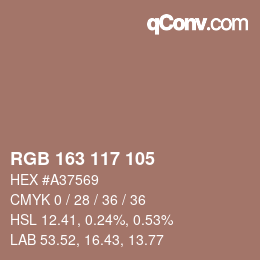Color code: RGB 163 117 105 | qconv.com