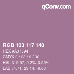 カラーコード: RGB 163 117 148 | qconv.com