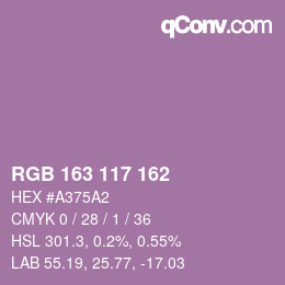 Color code: RGB 163 117 162 | qconv.com