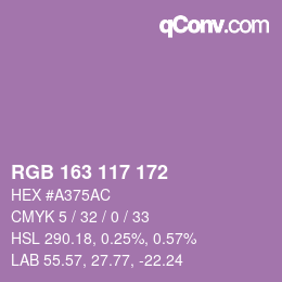 Color code: RGB 163 117 172 | qconv.com