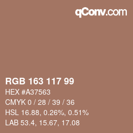 颜色代码: RGB 163 117 99 | qconv.com