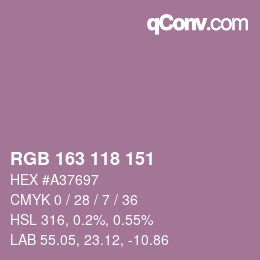 Código de color: RGB 163 118 151 | qconv.com