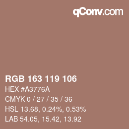 Color code: RGB 163 119 106 | qconv.com