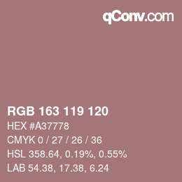 Color code: RGB 163 119 120 | qconv.com