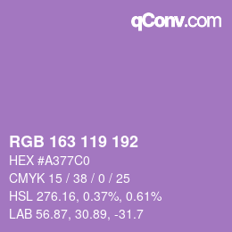 Color code: RGB 163 119 192 | qconv.com