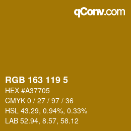Color code: RGB 163 119 5 | qconv.com