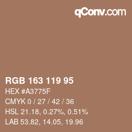 カラーコード: RGB 163 119 95 | qconv.com