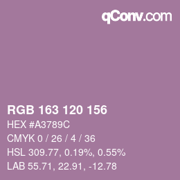 Color code: RGB 163 120 156 | qconv.com