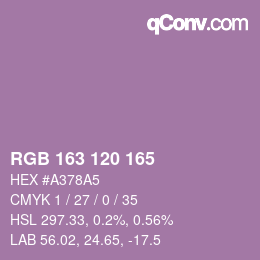 颜色代码: RGB 163 120 165 | qconv.com