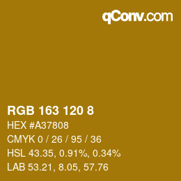 Color code: RGB 163 120 8 | qconv.com