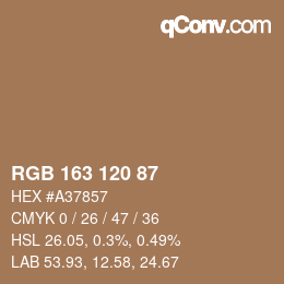 颜色代码: RGB 163 120 87 | qconv.com