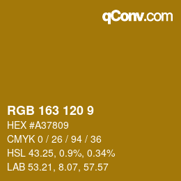 Color code: RGB 163 120 9 | qconv.com