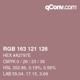 Color code: RGB 163 121 126 | qconv.com