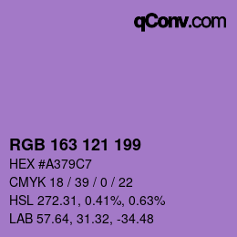 Color code: RGB 163 121 199 | qconv.com