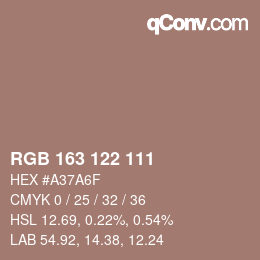 Código de color: RGB 163 122 111 | qconv.com