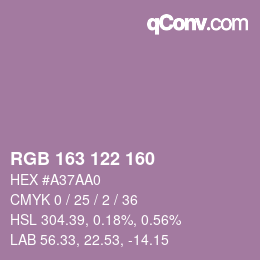 Color code: RGB 163 122 160 | qconv.com