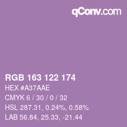 Código de color: RGB 163 122 174 | qconv.com