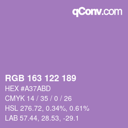 Color code: RGB 163 122 189 | qconv.com