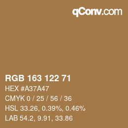 Color code: RGB 163 122 71 | qconv.com