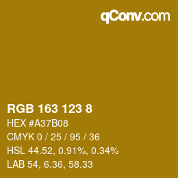 カラーコード: RGB 163 123 8 | qconv.com