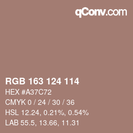 颜色代码: RGB 163 124 114 | qconv.com