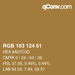 Color code: RGB 163 124 61 | qconv.com