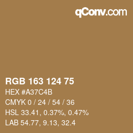 カラーコード: RGB 163 124 75 | qconv.com
