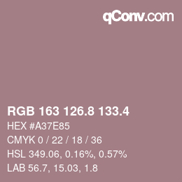 カラーコード: RGB 163 126.8 133.4 | qconv.com