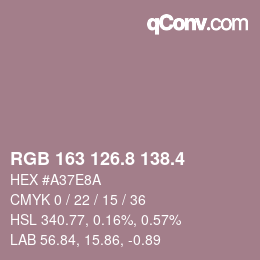 カラーコード: RGB 163 126.8 138.4 | qconv.com