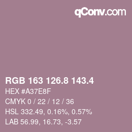 カラーコード: RGB 163 126.8 143.4 | qconv.com