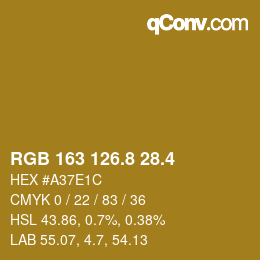 カラーコード: RGB 163 126.8 28.4 | qconv.com