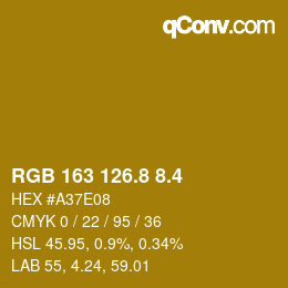 カラーコード: RGB 163 126.8 8.4 | qconv.com