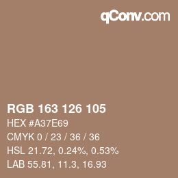 Color code: RGB 163 126 105 | qconv.com