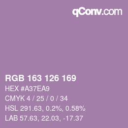 Color code: RGB 163 126 169 | qconv.com