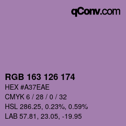 Color code: RGB 163 126 174 | qconv.com