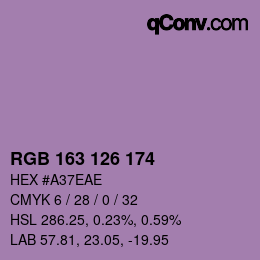 Color code: RGB 163 126 174 | qconv.com