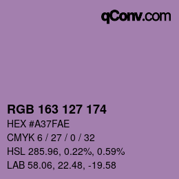 Color code: RGB 163 127 174 | qconv.com