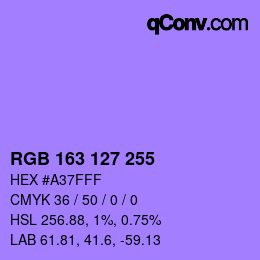 Color code: RGB 163 127 255 | qconv.com