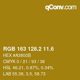 カラーコード: RGB 163 128.2 11.6 | qconv.com